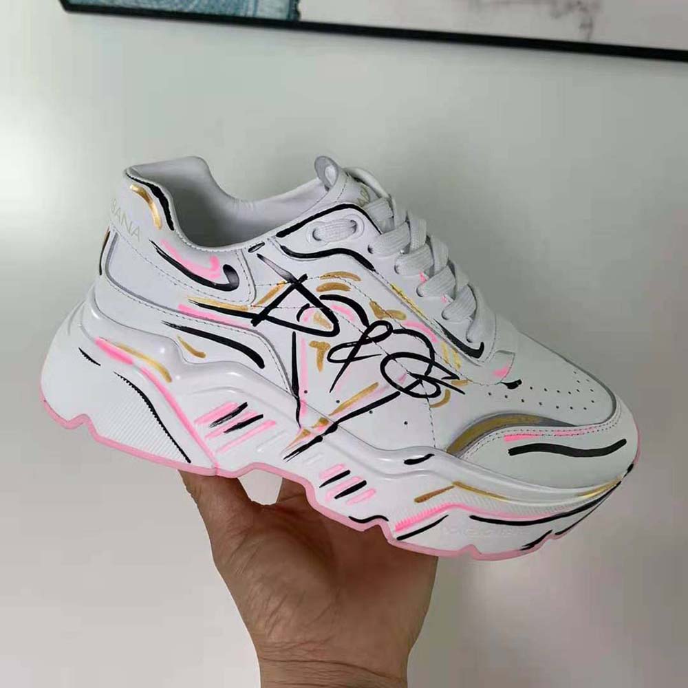 Dolce Gabbana D&G Women Hand-painted Calfskin Nappa Daymaster Sneakers - image 9