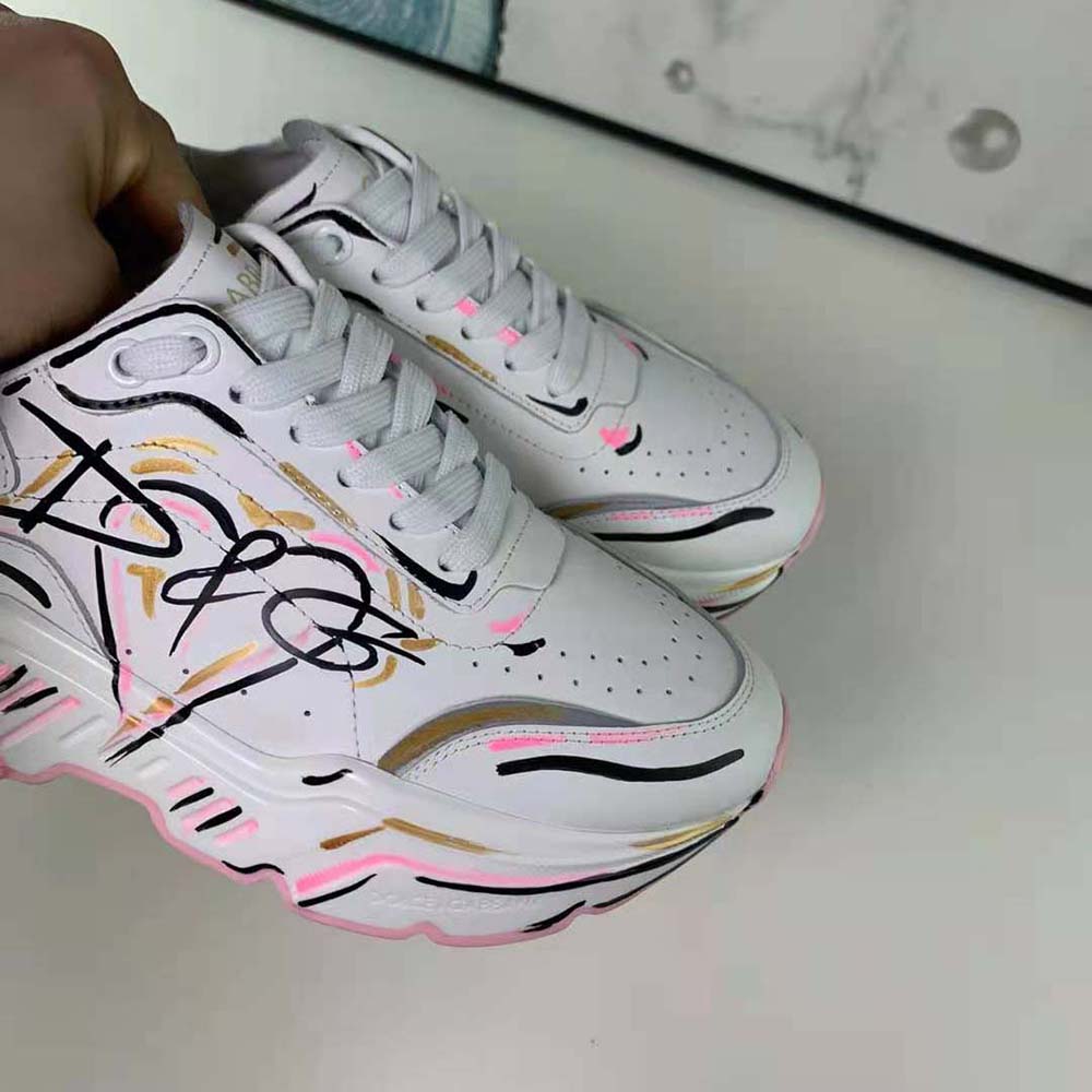 Dolce Gabbana D&G Women Hand-painted Calfskin Nappa Daymaster Sneakers - image 10