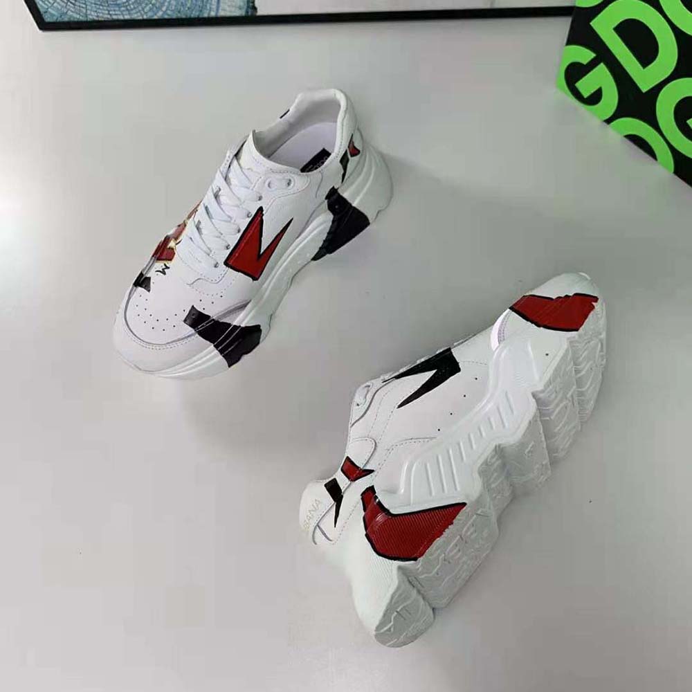 Dolce Gabbana D&G Women Hand-painted Calfskin Nappa Daymaster Sneakers-Red - image 7