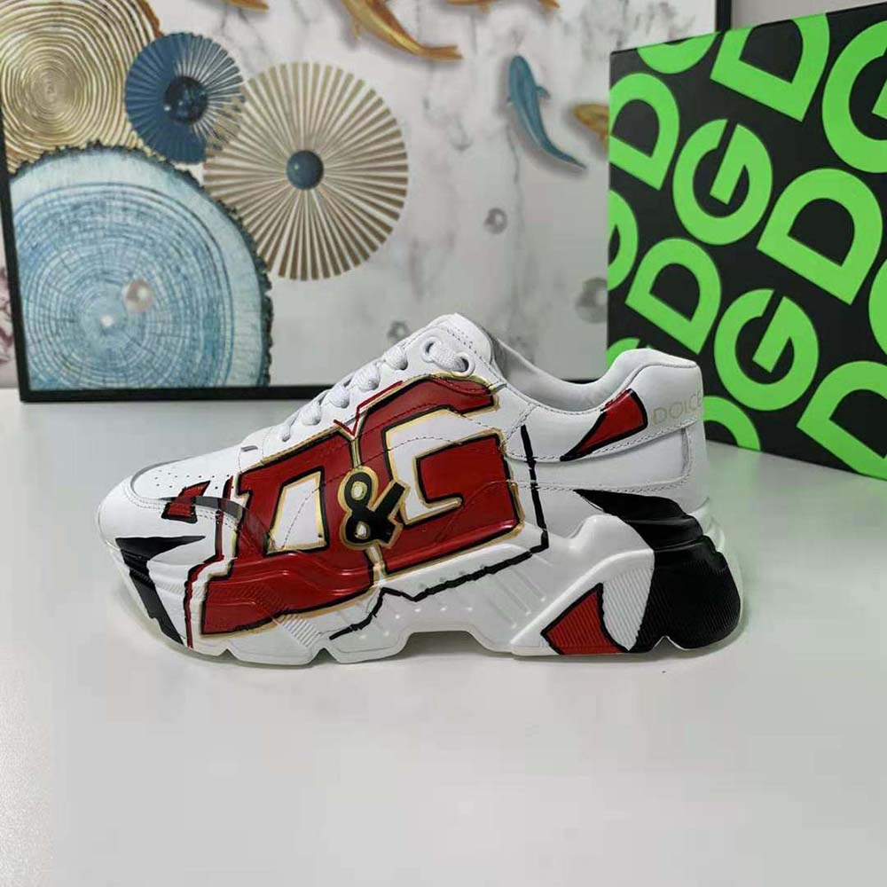 Dolce Gabbana D&G Women Hand-painted Calfskin Nappa Daymaster Sneakers-Red - image 6