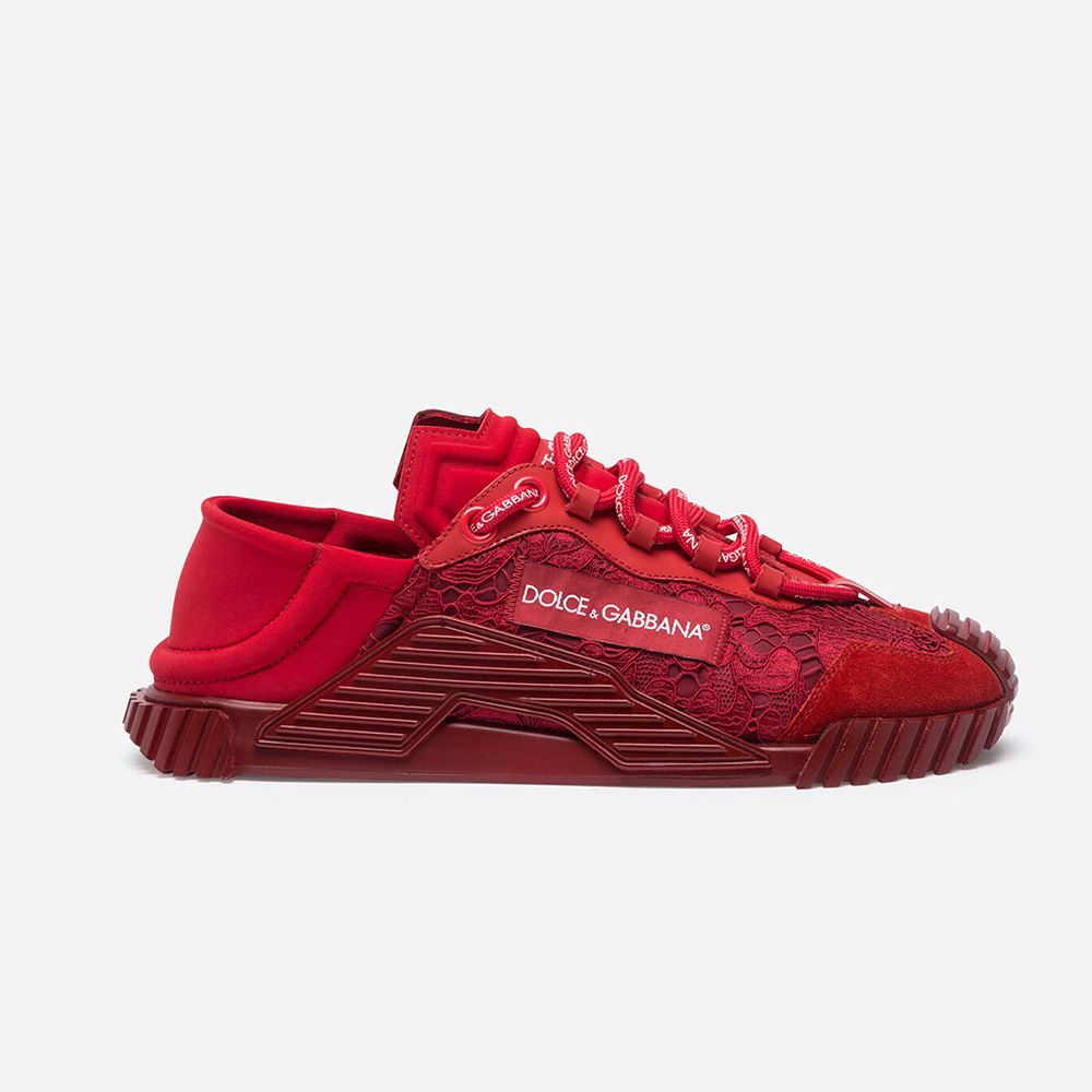 Side profile of Dolce Gabbana D&G Women NS1 Slip on Sneakers in Red