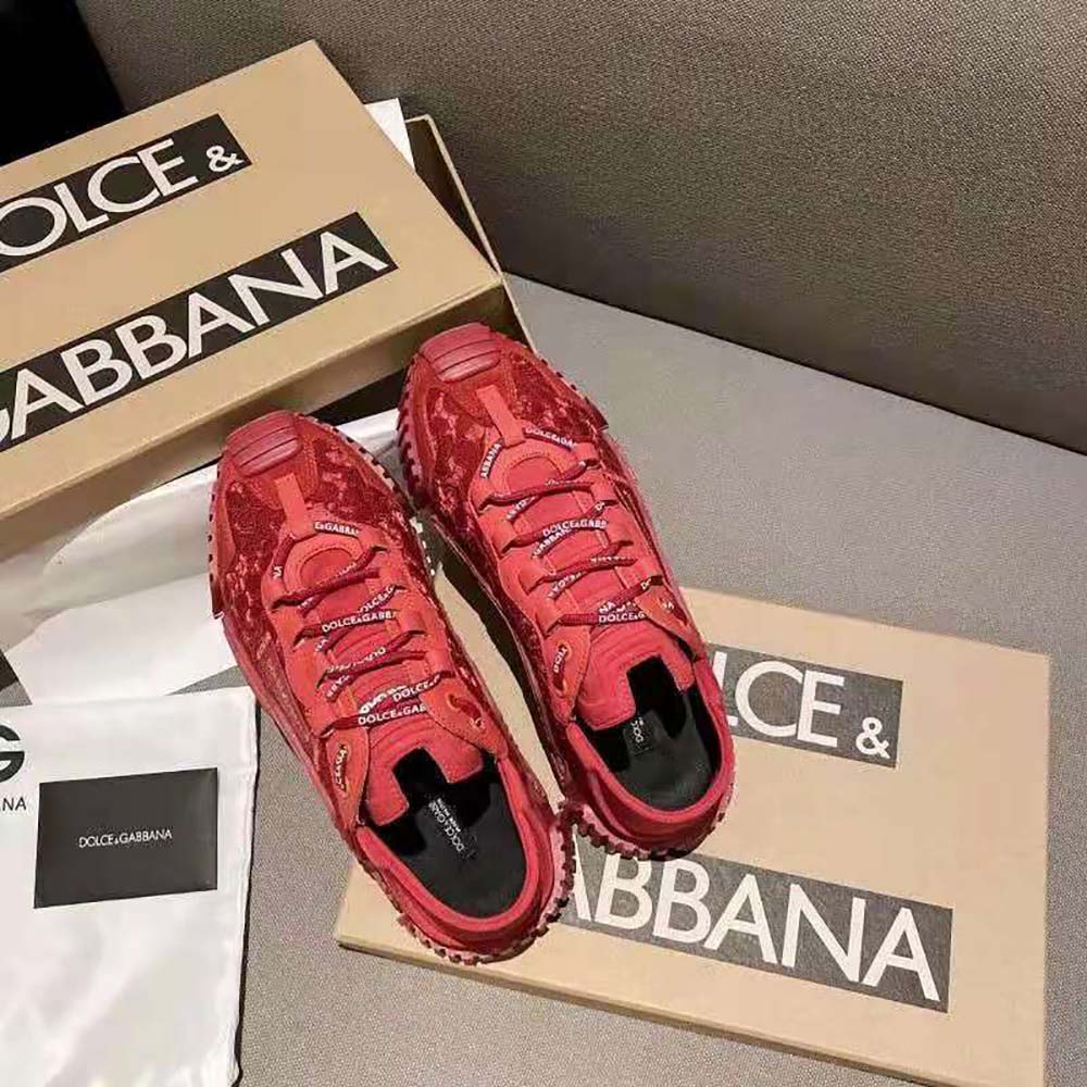 Dolce Gabbana D&G Women NS1 Slip on Sneakers in Mixed Materials-Red - image 5