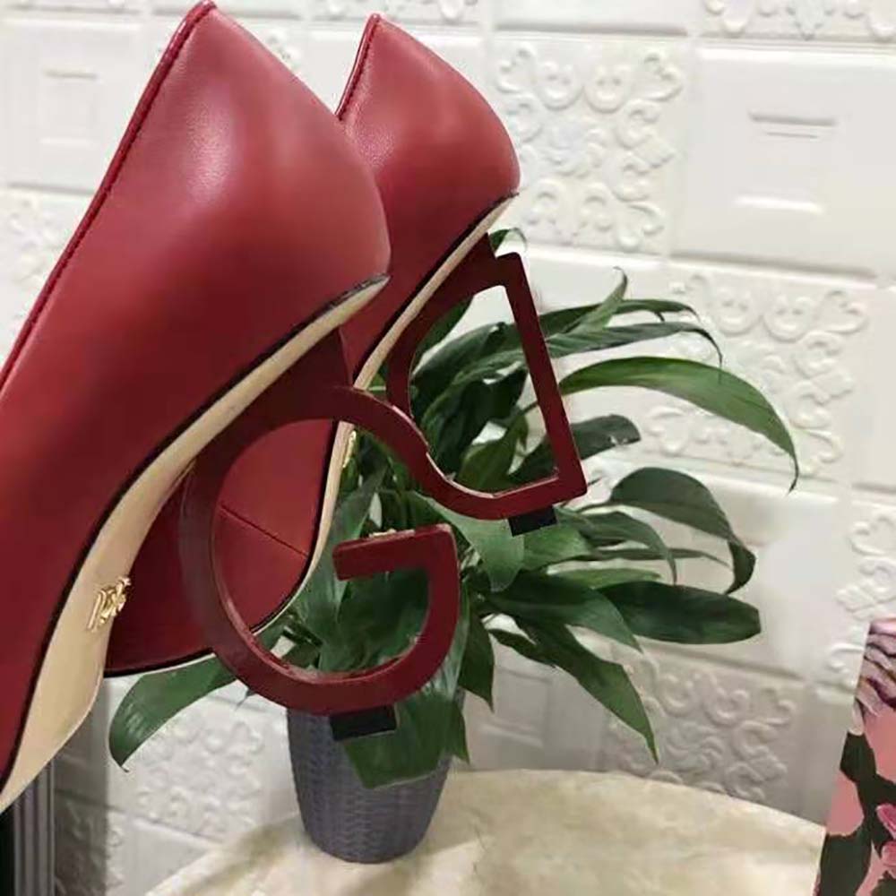 Dolce Gabbana D&G Women Nappa Leather Pumps with DG in 105 mm Heel-Red - image 10