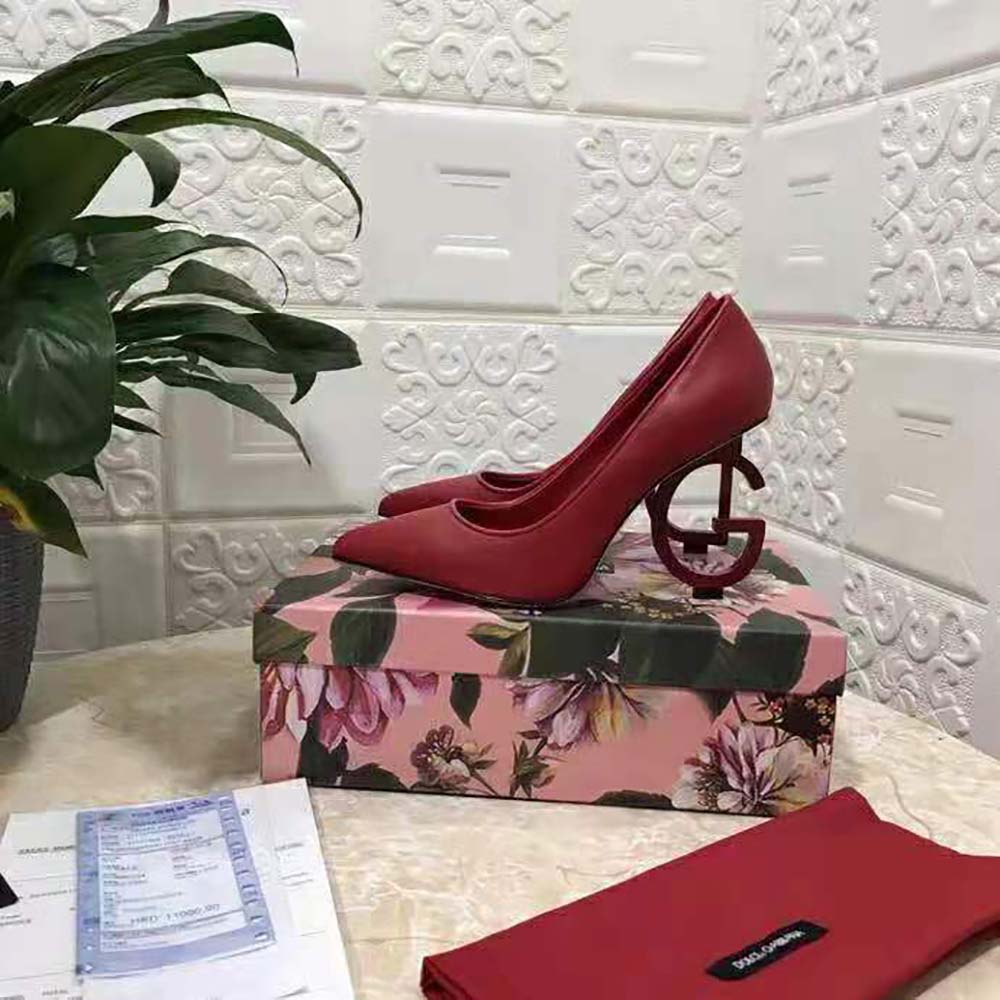 Dolce Gabbana D&G Women Nappa Leather Pumps with DG in 105 mm Heel-Red - image 7