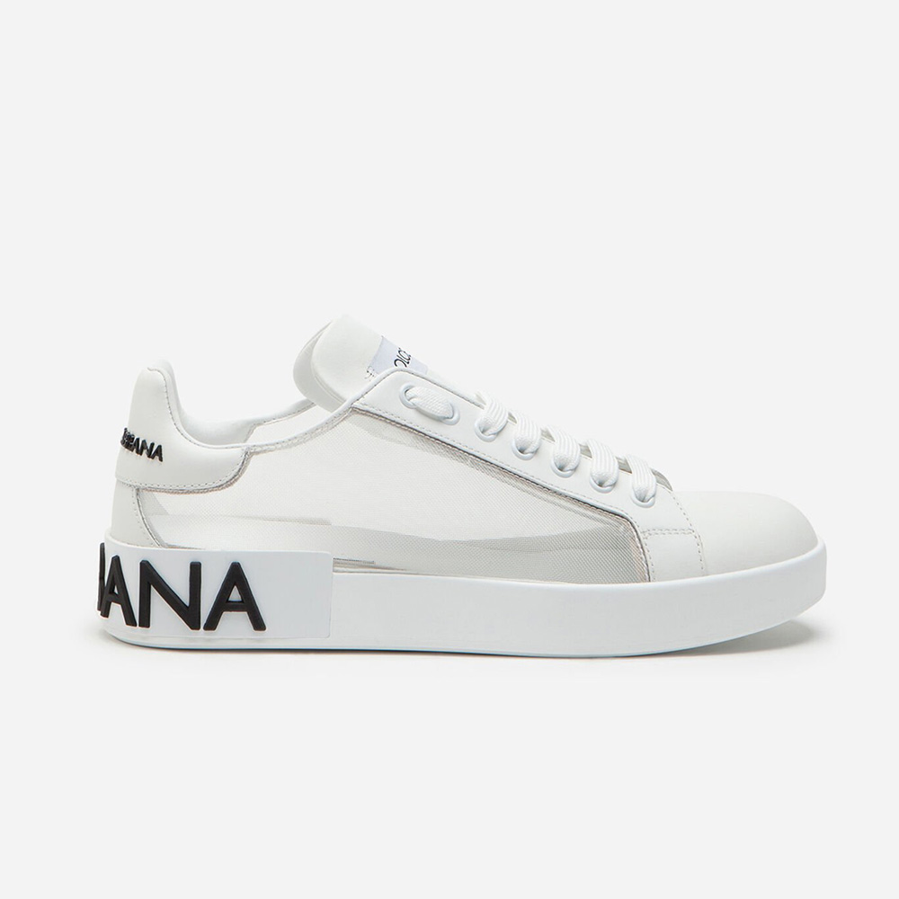 Side profile of Dolce Gabbana D&G Women Portofino Sneakers in white