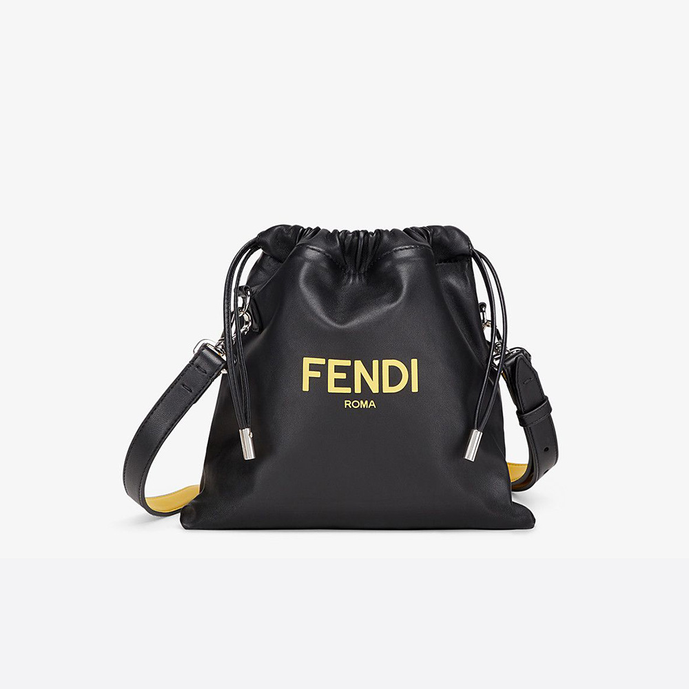 Front view of Fendi Men Pack Small Pouch Black Nappa Leather Bag