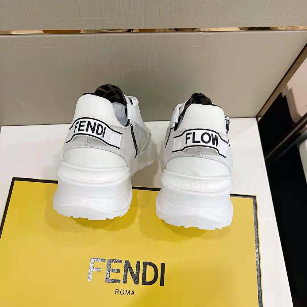 Fendi Unisex Flow White Nylon and Suede Low-Tops - image 4