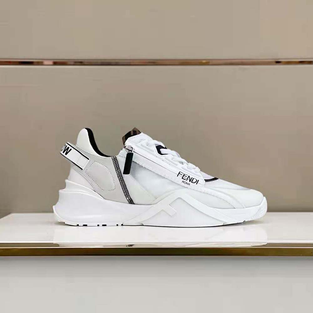 Fendi Unisex Flow White Nylon and Suede Low-Tops - image 6