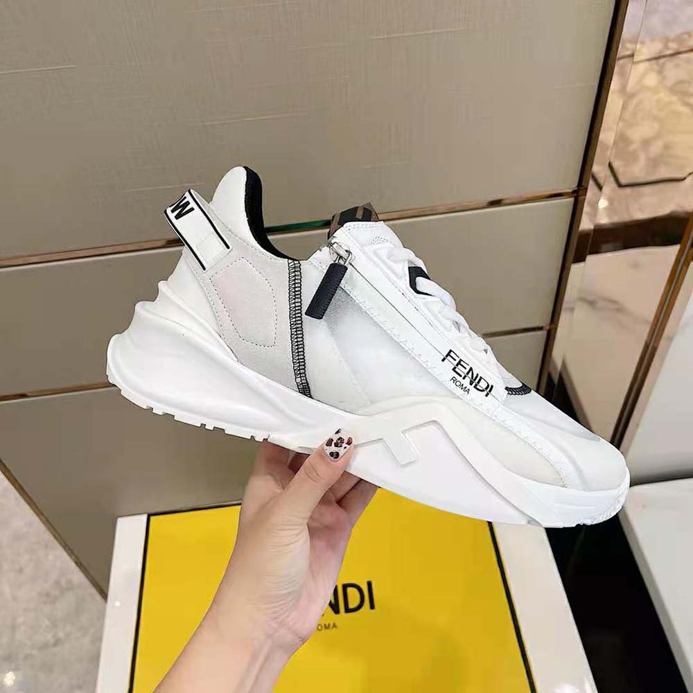 Fendi Unisex Flow White Nylon and Suede Low-Tops - image 5