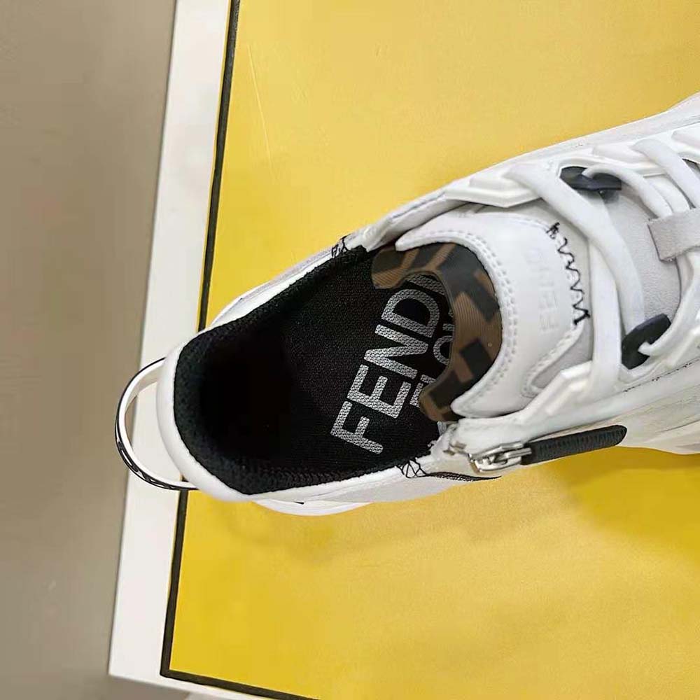 Fendi Unisex Flow White Nylon and Suede Low-Tops - image 9