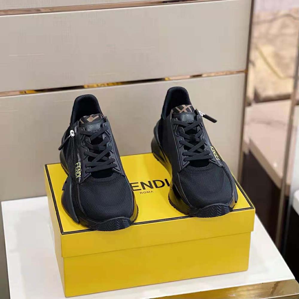 Close-up of black nylon material and Fendi logo hardware detail