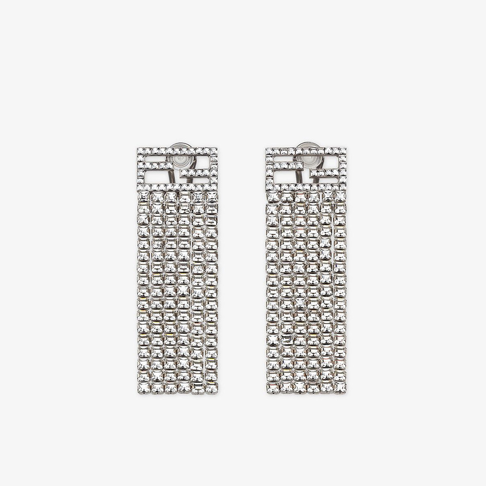 Close-up of Fendi Women Baguette Earrings silver-colored silhouette