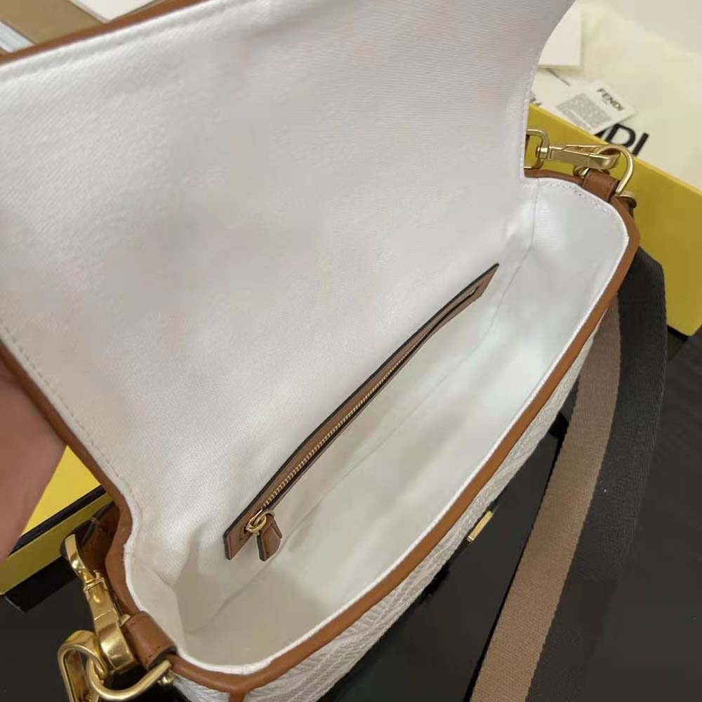 Fendi Women Baguette White Canvas FF Bag - image 5