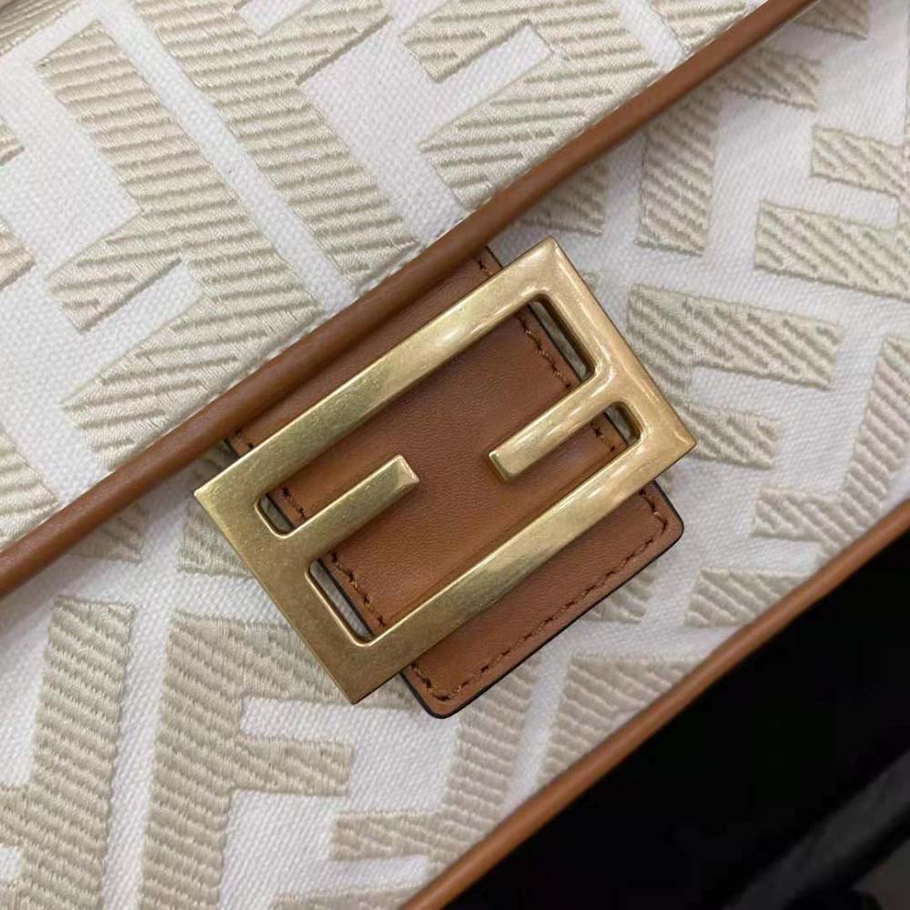 Fendi Women Baguette White Canvas FF Bag - image 10