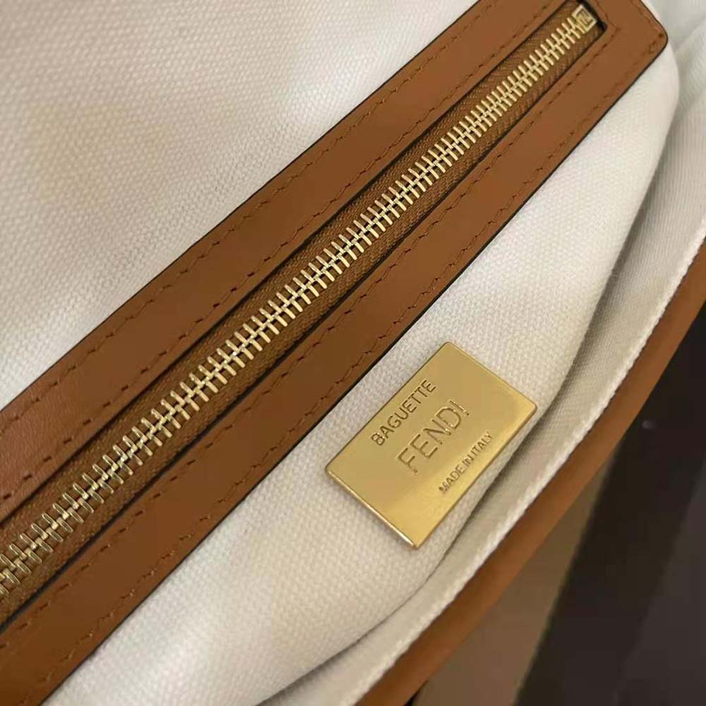 Fendi Women Baguette White Canvas FF Bag - image 8