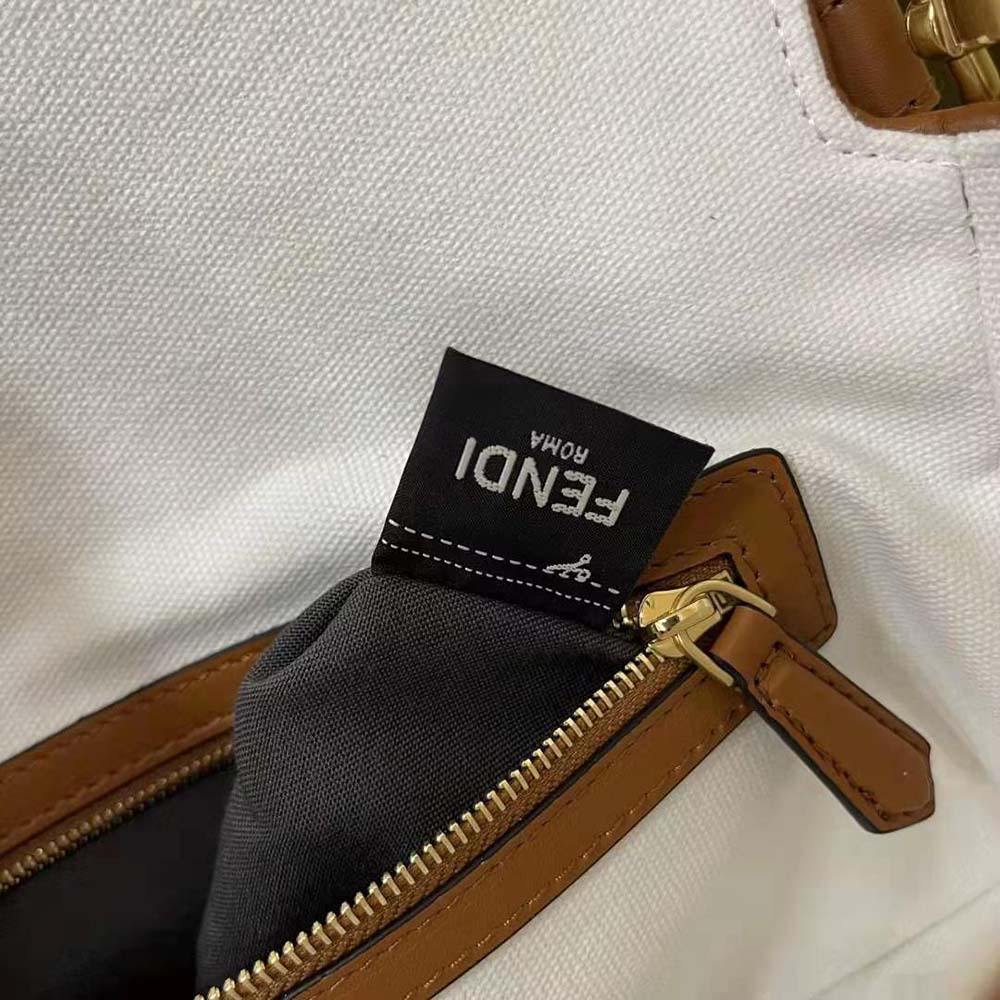 Fendi Women Baguette White Canvas FF Bag - image 7