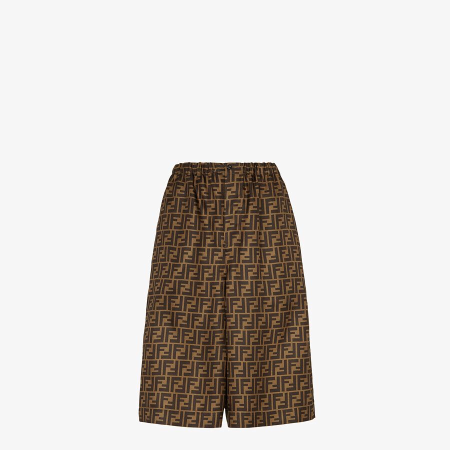 Front view of Fendi Women Bermudas Brown twill Bermudas showing tailored fit