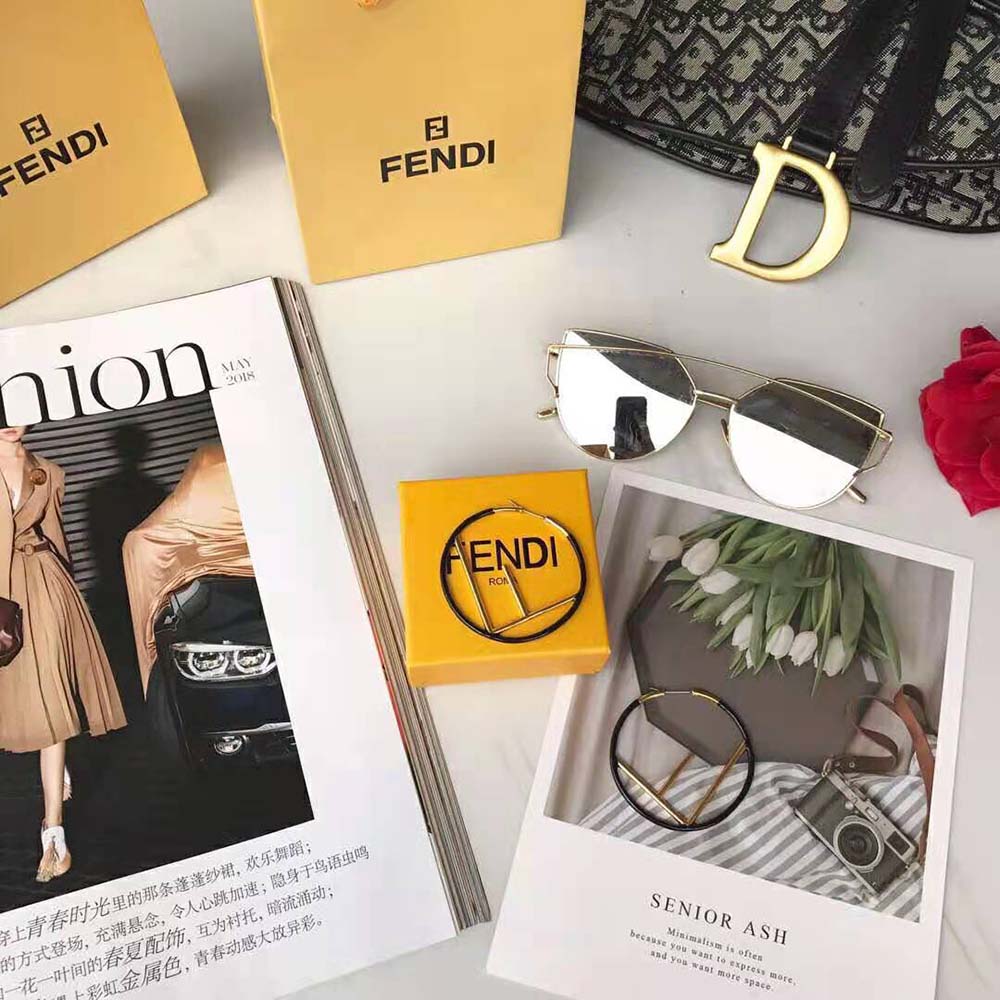 Fendi Women F is Fendi Earrings Gold Colored Earrings-Black - image 2