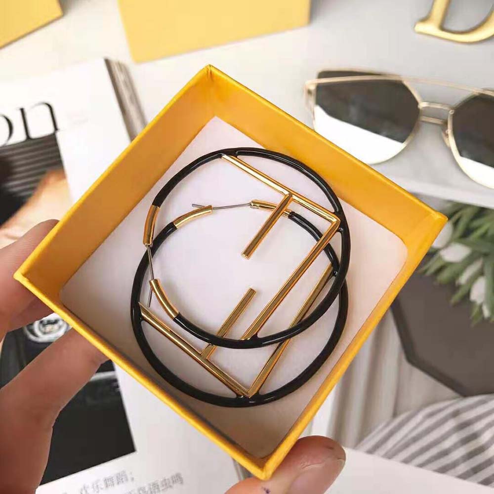 Fendi Women F is Fendi Earrings Gold Colored Earrings-Black - image 4