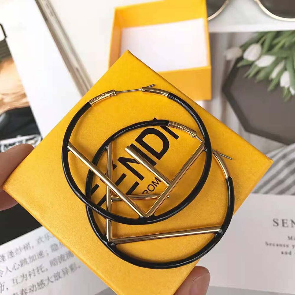 Fendi Women F is Fendi Earrings Gold Colored Earrings-Black - image 3