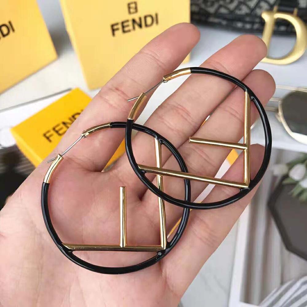 Fendi Women F is Fendi Earrings Gold Colored Earrings-Black - image 6