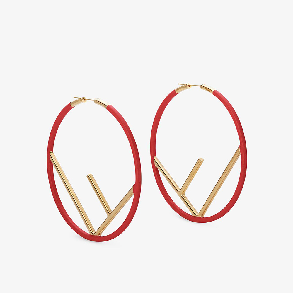 Fendi Women F is Fendi Earrings Gold Colored Earrings-Red