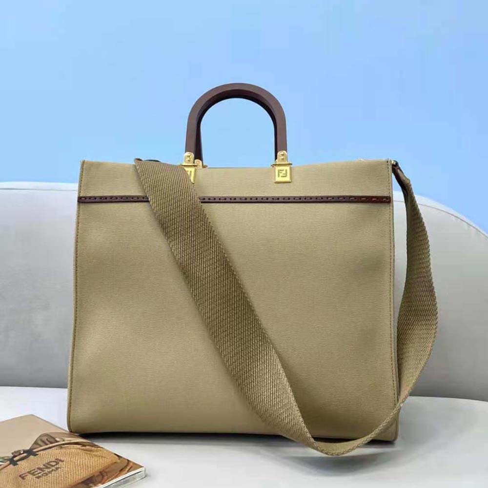 Side angle showing silhouette of Fendi Women Fendi Sunshine Canvas Bag