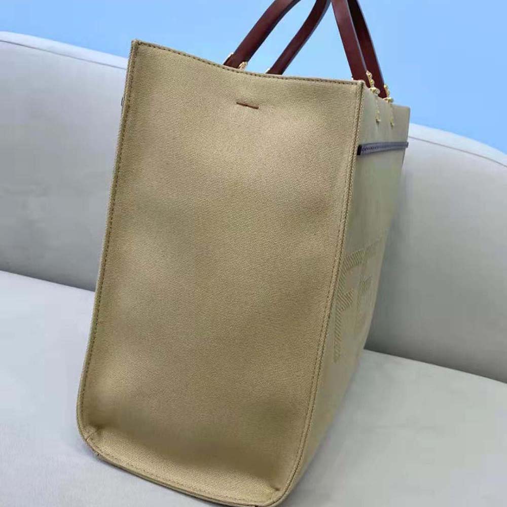 Fendi Women Fendi Sunshine Medium Beige Canvas Bag - image 5