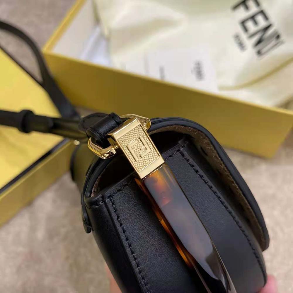 Fendi Women Moonlight Hand-Stitched Leather Satchel Bag-Black - image 7