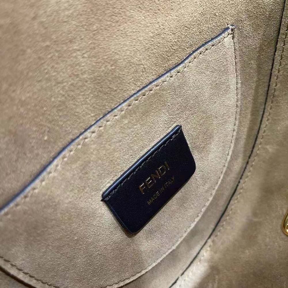Fendi Women Moonlight Hand-Stitched Leather Satchel Bag-Black - image 9