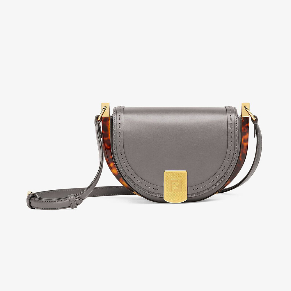Fendi Women Moonlight Hand-Stitched Leather Satchel Bag-Silver - image 1