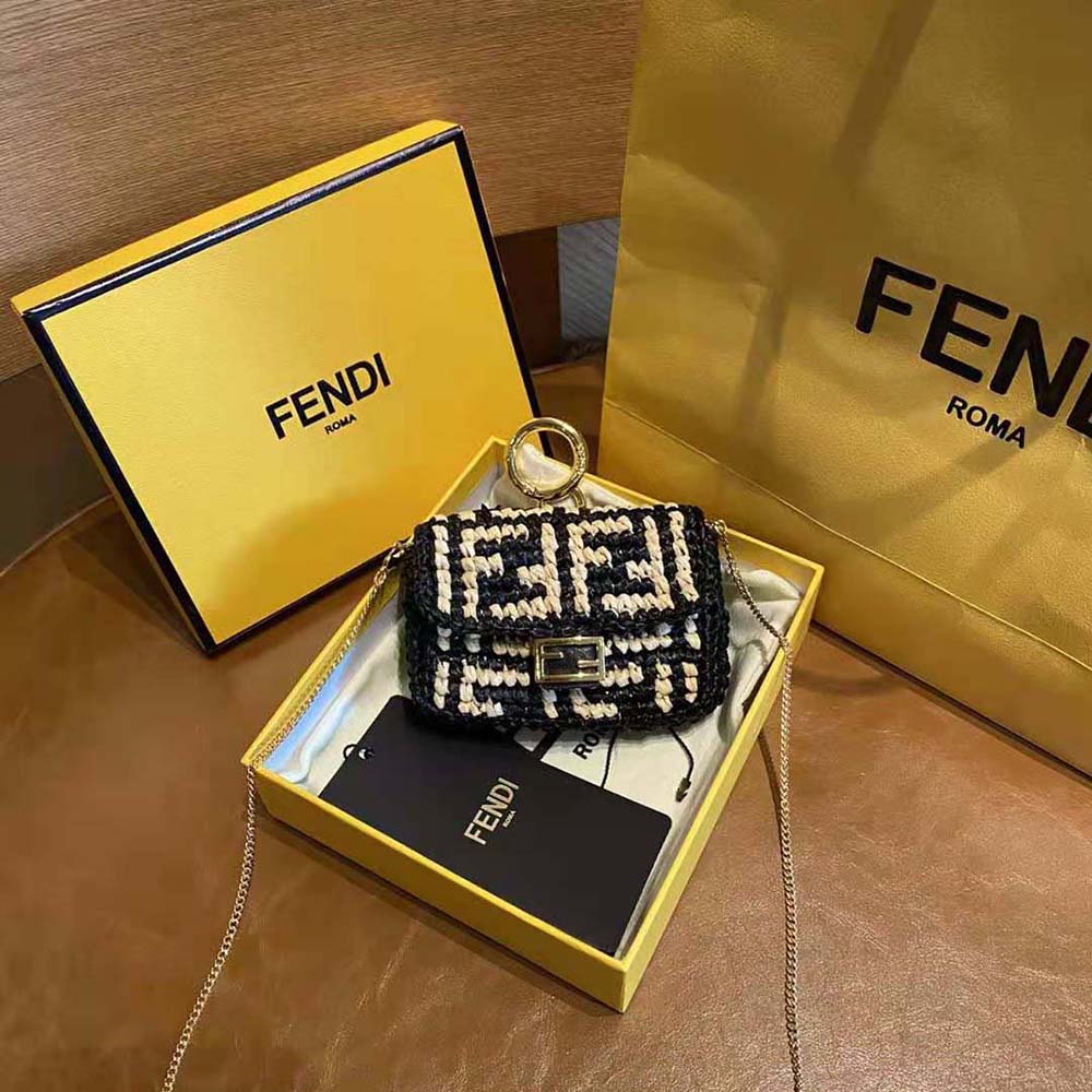 Fendi Women Nano Baguette Charm Black Raffia Charm - image 4