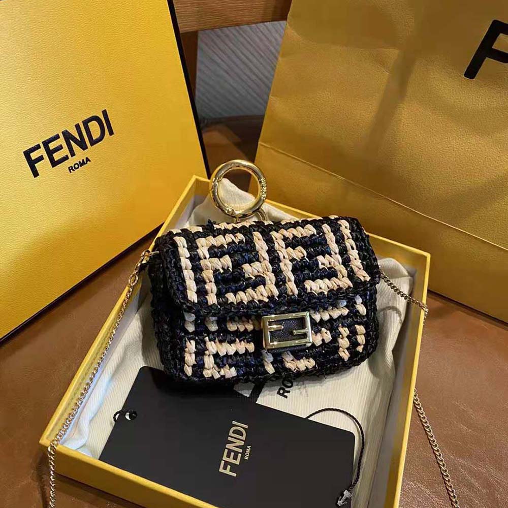 Fendi Women Nano Baguette Charm Black Raffia Charm - image 5
