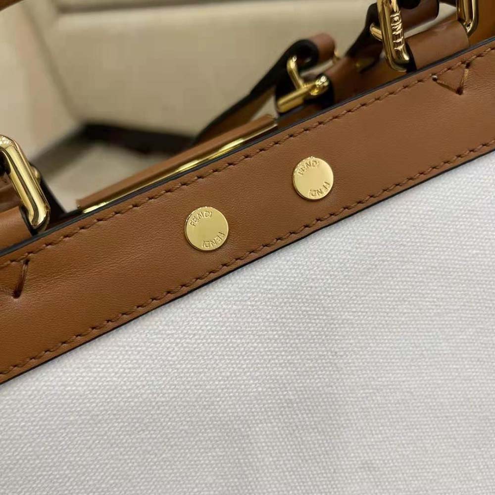 Fendi Women Peekaboo X-Tote Embroidered Canvas Bag-White - image 7