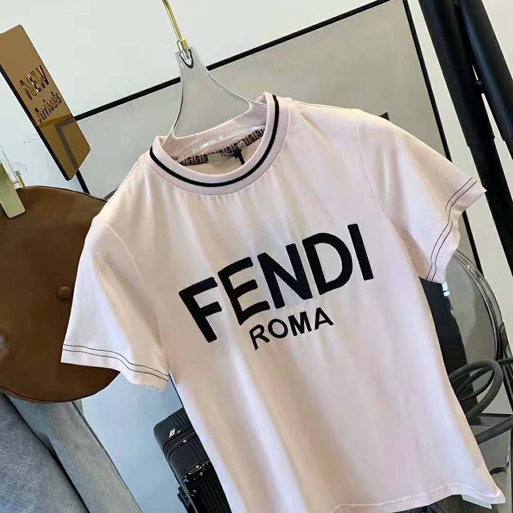 Fendi Women Pink Jersey T-shirt with Crew Neck and Short Sleeves - image 5