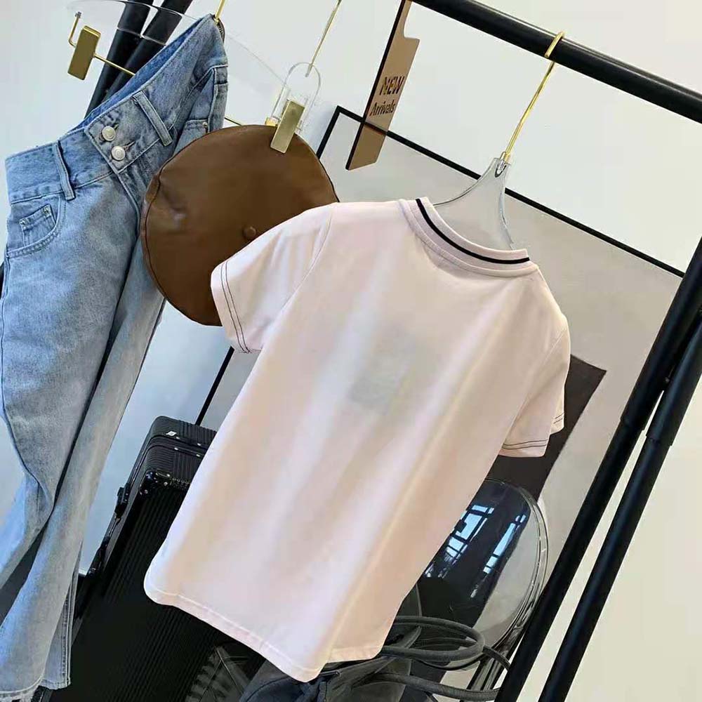 Fendi Women Pink Jersey T-shirt with Crew Neck and Short Sleeves - image 4