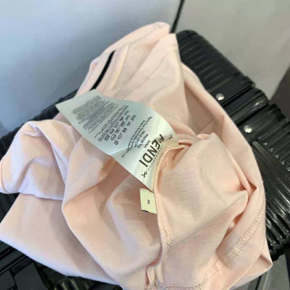Fendi Women Pink Jersey T-shirt with Crew Neck and Short Sleeves - image 9