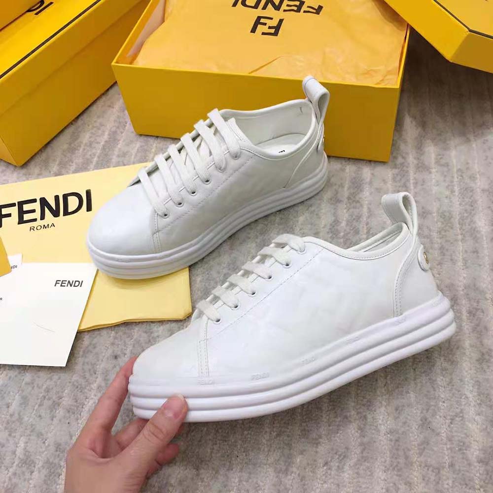 Fendi Women Shoes Fendi Rise White Leather Flatform Sneakers - image 4