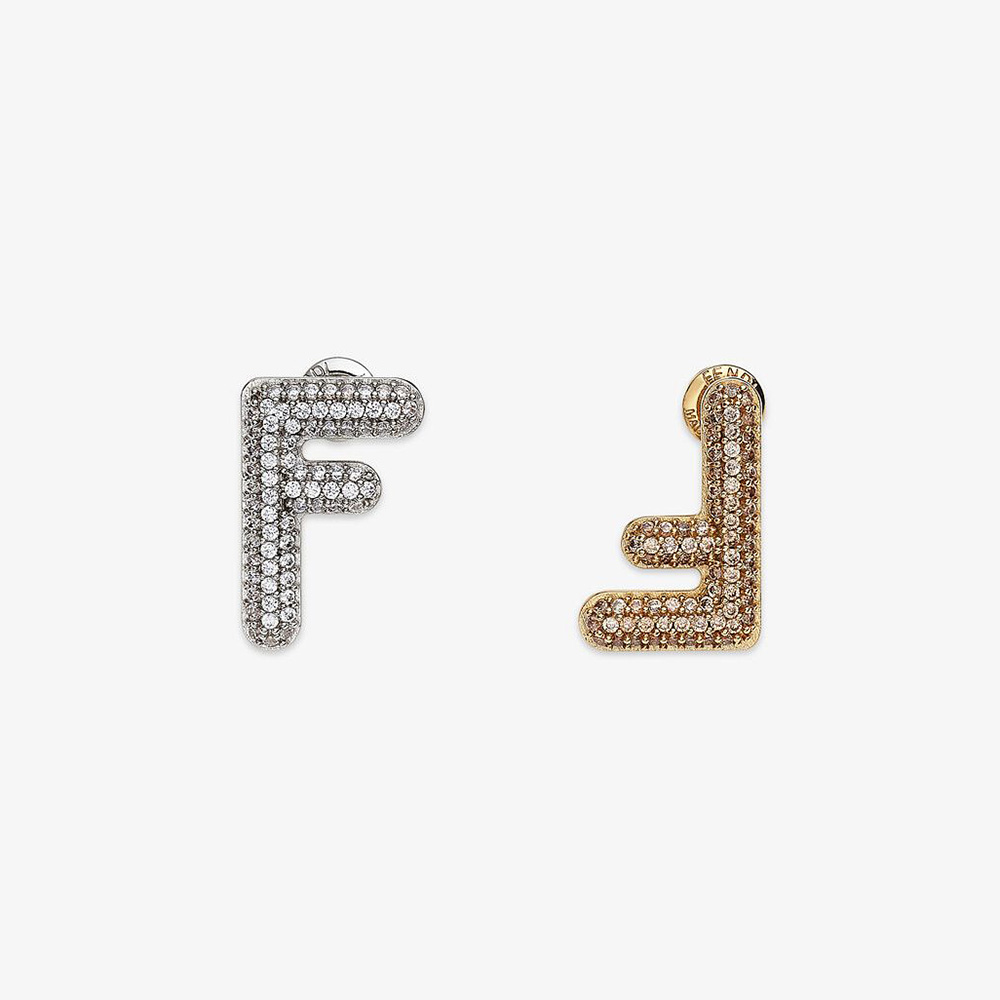 Front view of Fendi Women Small FF Earrings Gold-Color Earrings showing logo detail