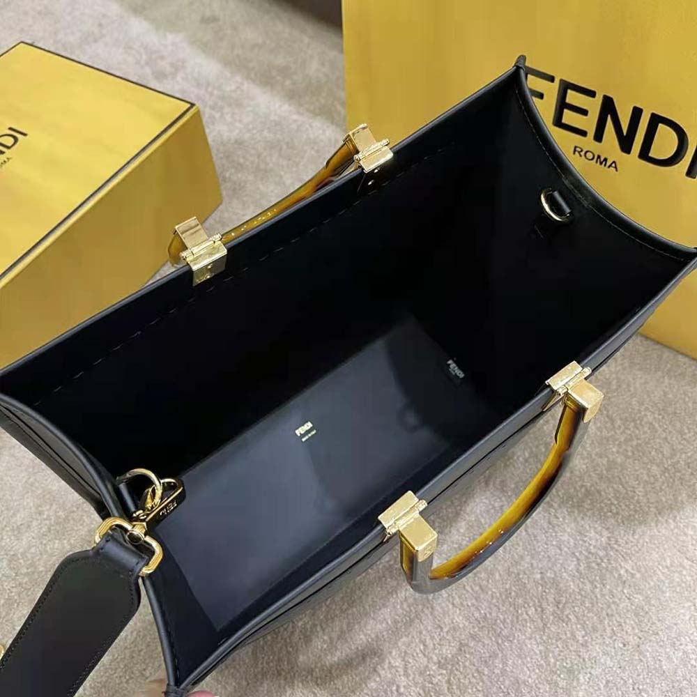 Fendi Women Sunshine Medium Leather Shopper-Black - image 5