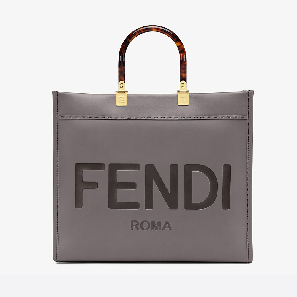Fendi Women Sunshine Medium Leather Shopper-Silver - image 1