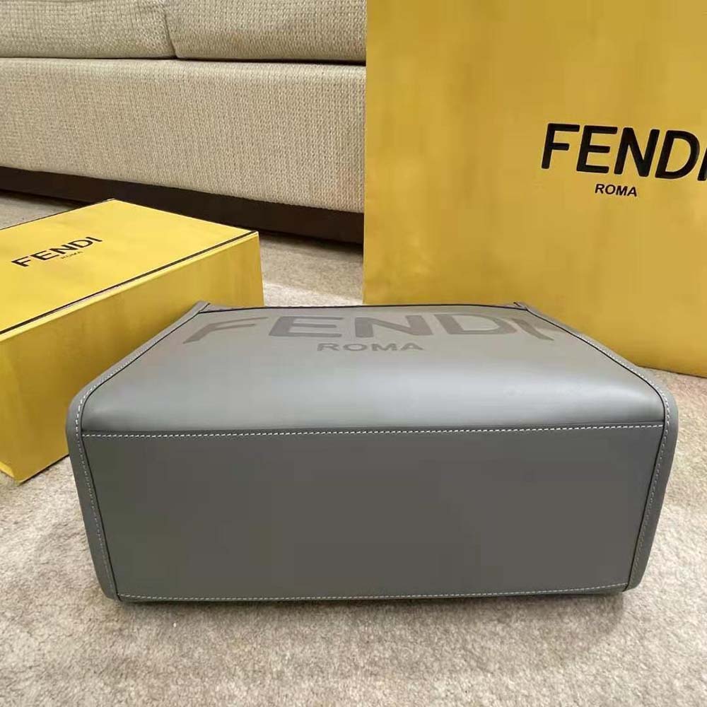 Fendi Women Sunshine Medium Leather Shopper-Silver - image 4