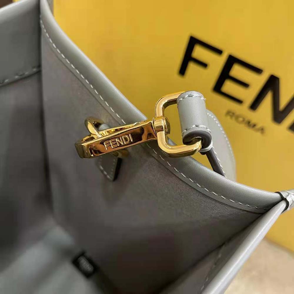 Fendi Women Sunshine Medium Leather Shopper-Silver - image 6
