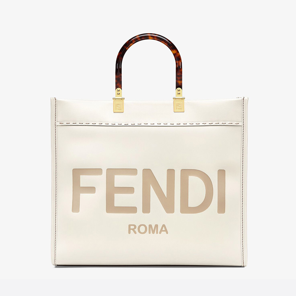 Fendi Women Sunshine Shopper Leather Shopper-White - image 1