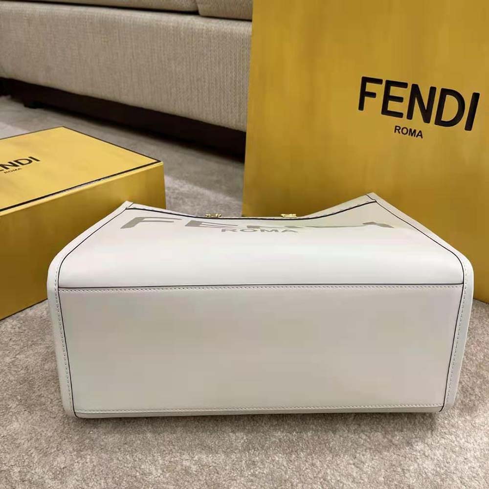 Fendi Women Sunshine Shopper Leather Shopper-White - image 6