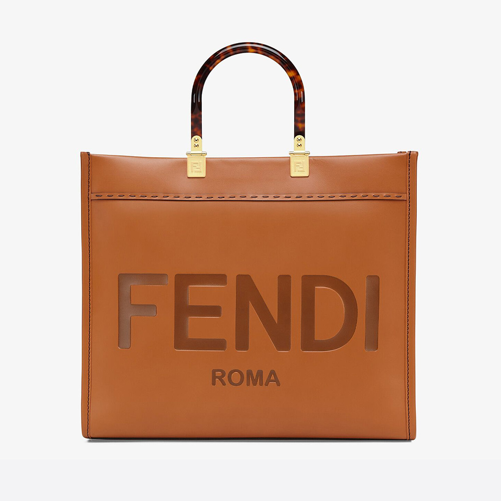 Fendi Women Sunshine Medium Leather Shopper-Brown - image 1