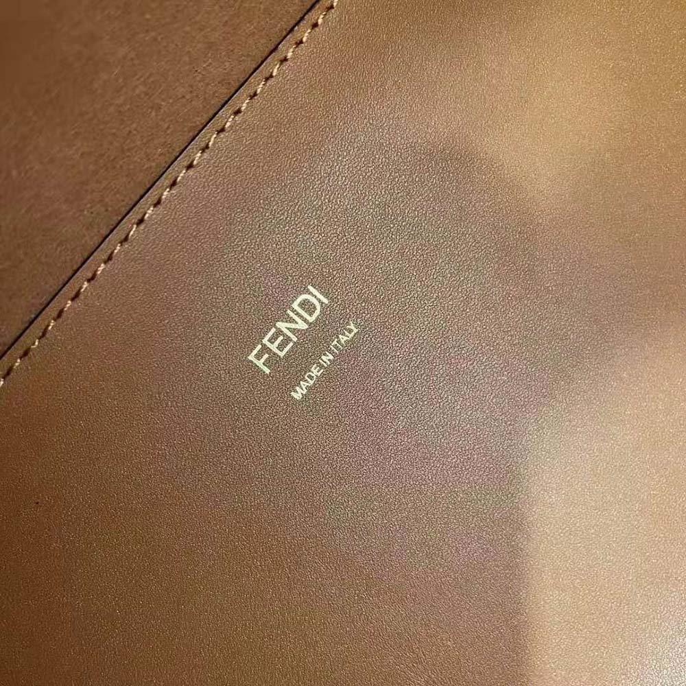 Fendi Women Sunshine Shopper Leather Shopper-Brown - image 10