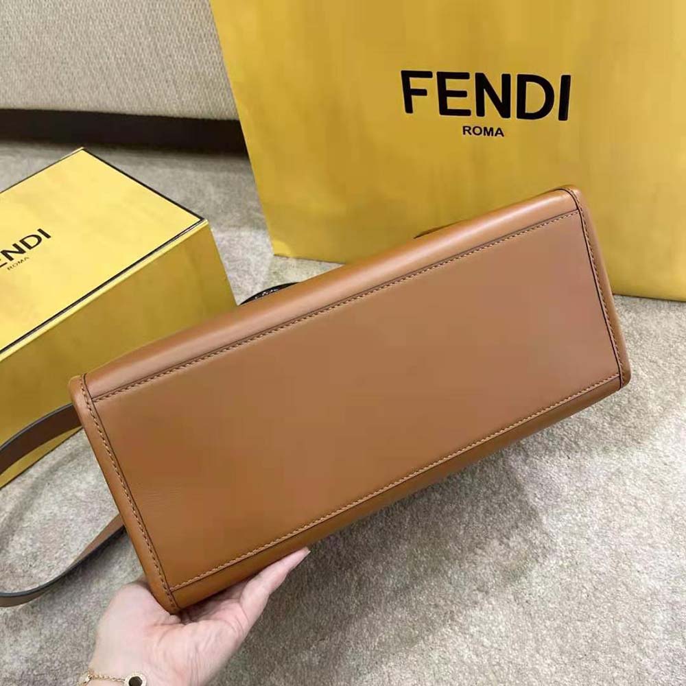Fendi Women Sunshine Shopper Leather Shopper-Brown - image 4