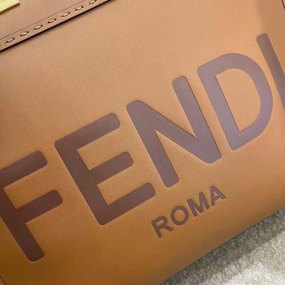 Fendi Women Sunshine Shopper Leather Shopper-Brown - image 6