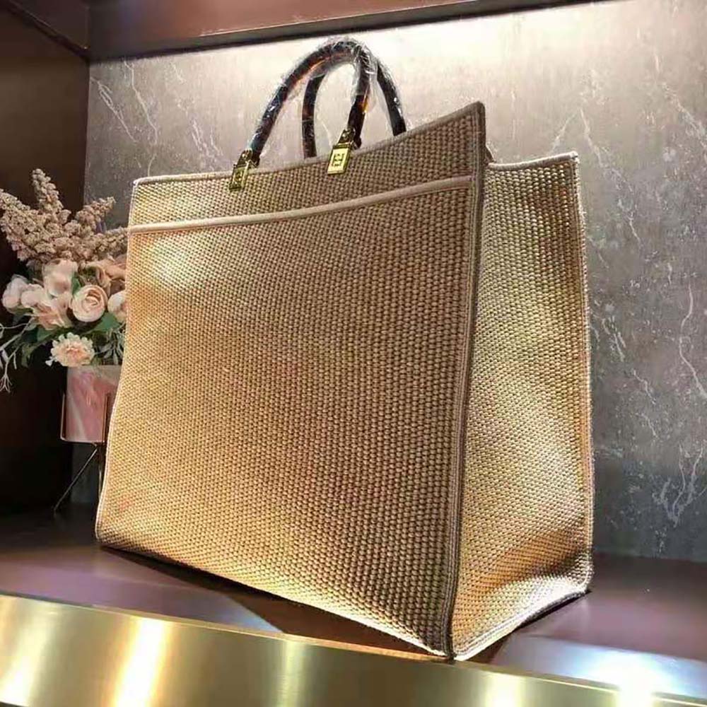Fendi Women Wallet on Chain with Pouches Woven Straw Shopper - image 4